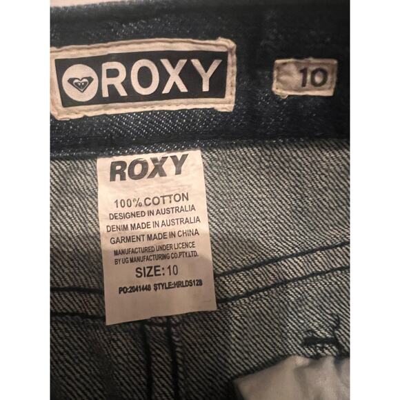 Y2K Roxy Medium Wash Denim 100% Cotton Mini Skirt Size 10 - Picture 3 of 5